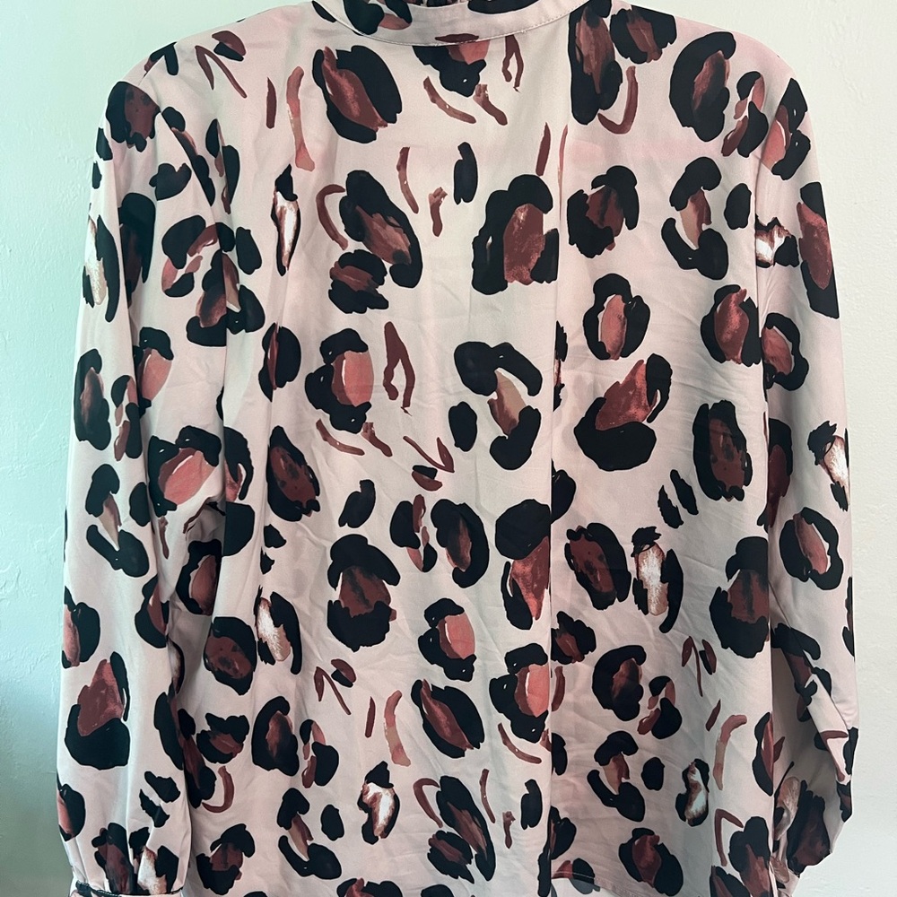 ELOQUII Women's Plus Size Button Down Shirt With Ruffle Neck sz 18 Panthera - Picture 5 of 5